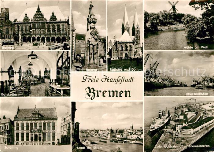 BREMEN  CITY Roland Rathaus Ratskeller Schuetting Columbusbahnhof