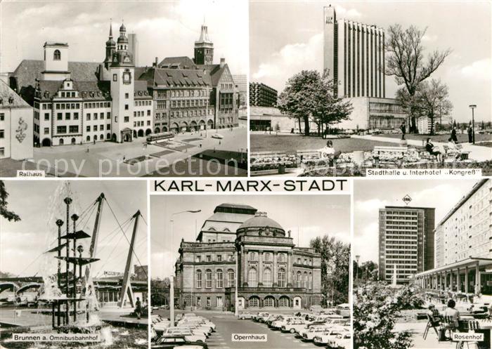Karl-Marx-Stadt Rathaus Stadthalle Interhotel Kongress Opernhaus Rosenhof