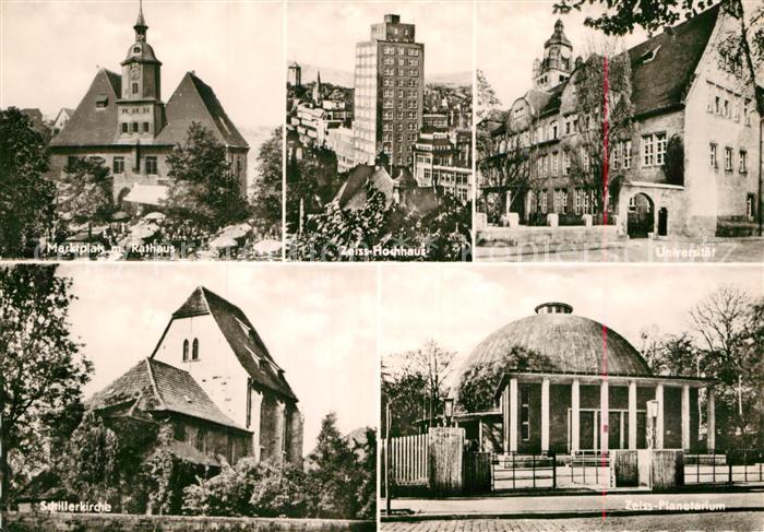 Jena Thueringen Schillerkirche Zeiss-Planetarium Universitaet Zeiss-Hochhaus