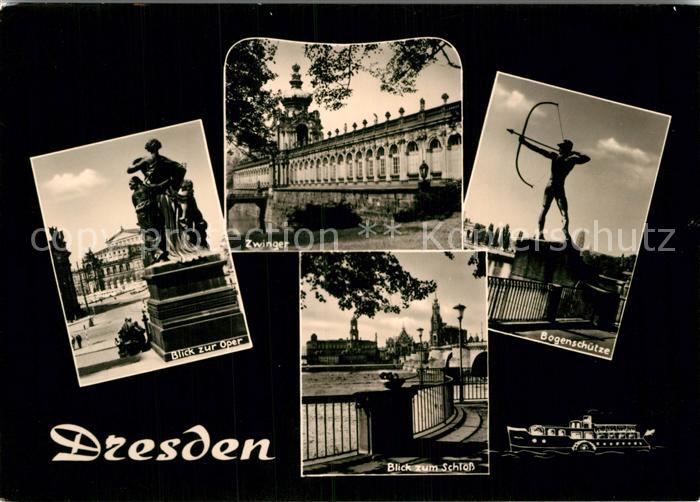 DRESDEN Elbe Oper Zwinger Bogenschuetze Schloss