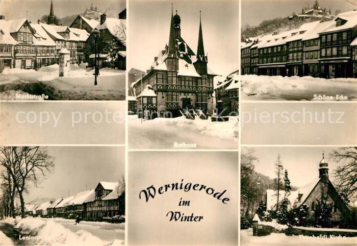 Wernigerode Harz Marktstrasse Rathaus Schoene Ecke Leninstrasse Theobaldi-Kirche