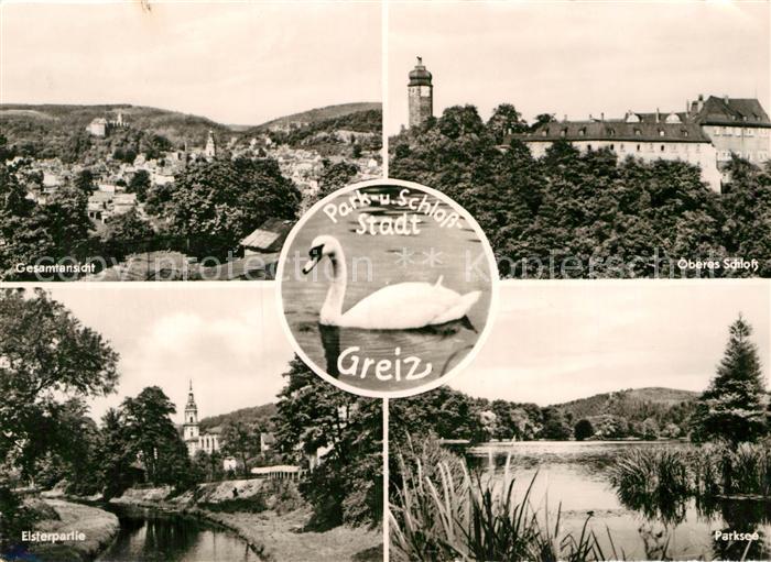 Greiz Thueringen Schloss Parksee Elster Schwan
