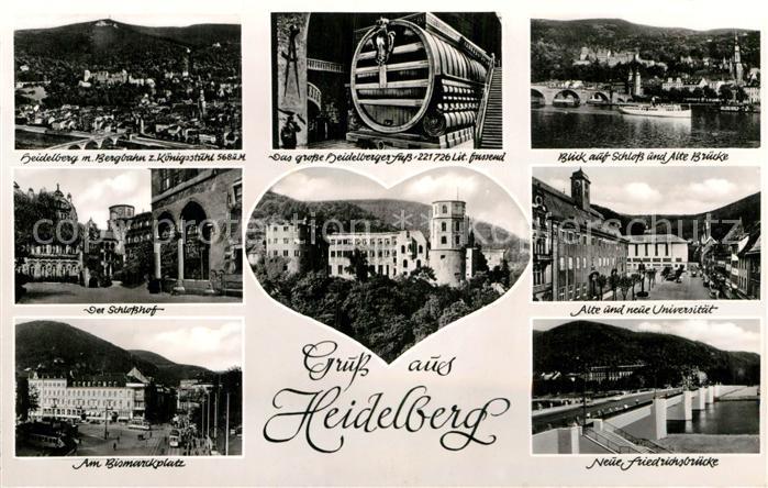 Heidelberg Neckar Fass Schloss Alte Bruecke Bismarckplatz Schlosshof