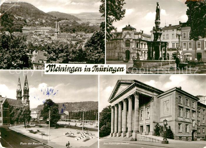 Meiningen Thueringen Heinrichsbrunnen Theater Platz der Republik