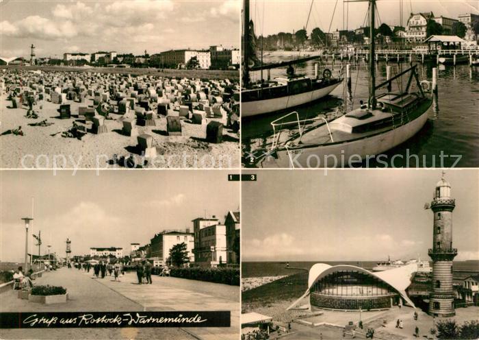 Rostock-Warnemuende Strandpromenade Yachthafen Gaststaette Teepott Leuchtturm