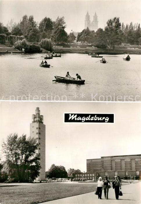 MAGDEBURG  CITY Adolf-Mittag See Aussichtsturm Stadthalle