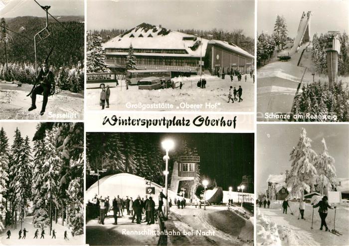 Oberhof Thueringen Grossgaststaette Oberer Hof Schanze Rennsteig Sesselbahn