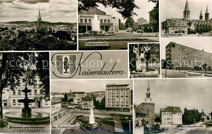 Kaiserslautern Fackelrondell Stiftskirche Brunnen am Rathaus Spittelbrunnen Post