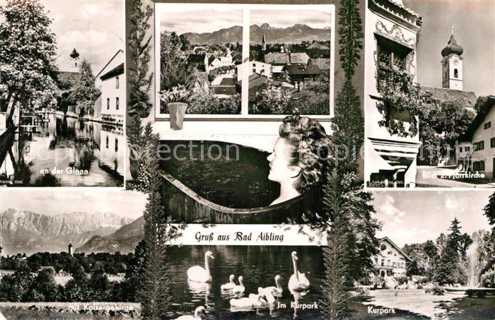 Bad Aibling An der Glann Pfarrkirche Kaisergebirge Kurpark Schwanenteich
