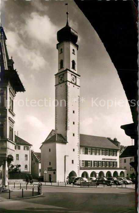 Isny Allgaeu Marktplatz mit Blaeserturm