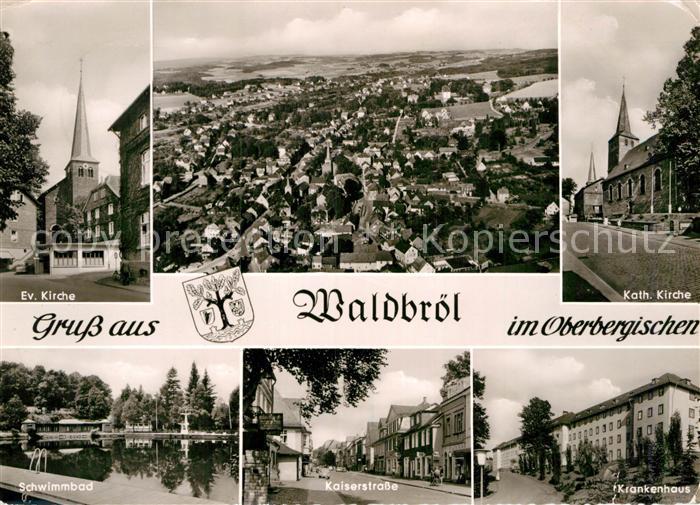 Waldbroel Ev Kirche Fliegeraufnahme Kath Kirche Schwimmbad Kaiserstrasse Kranken