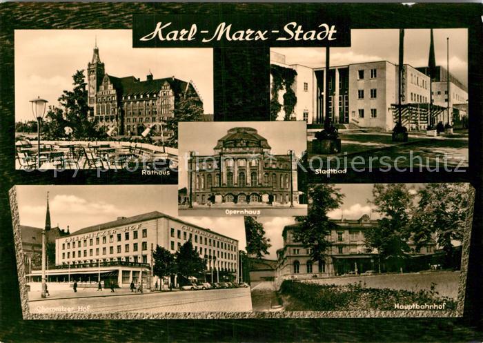 Karl-Marx-Stadt Rathaus Stadtbad Hauptbahnhof Opernhaus
