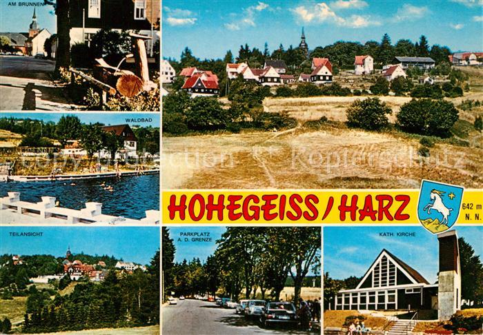 Hohegeiss Harz Brunnen Teilansicht Waldbad Parkplatz Gernze Kath Kirche