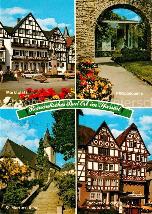 Bad Orb Marktplatz Philippsquelle St Martinskirche Fachwerkhaeuser