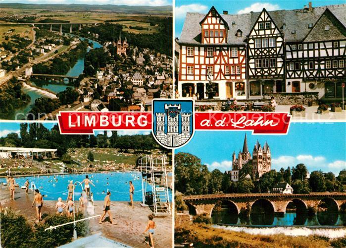 Limburg Lahn Fliegeraufnahme Fachwerkhaeuser Schwimmbad Bruecke Kirche