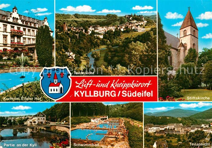Kyllburg Rheinland-Pfalz Kurhotel Eifeler Hof Panorama Stiftskirche Kyllpartie S