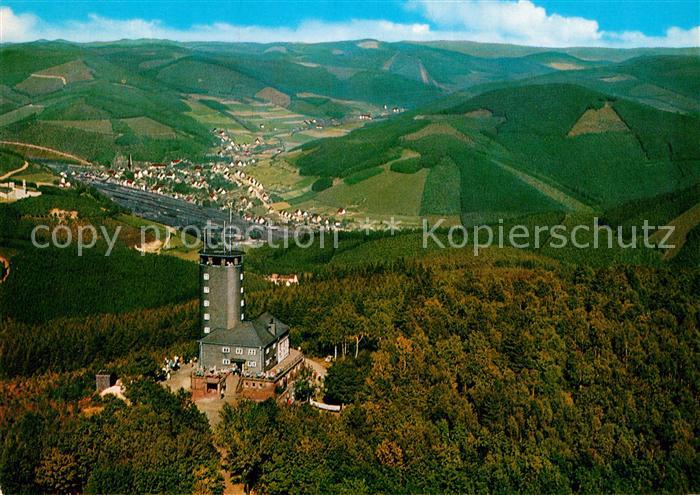 Lennestadt Fliegeraufnahme mit Aussichtsturm Hohe Bracht