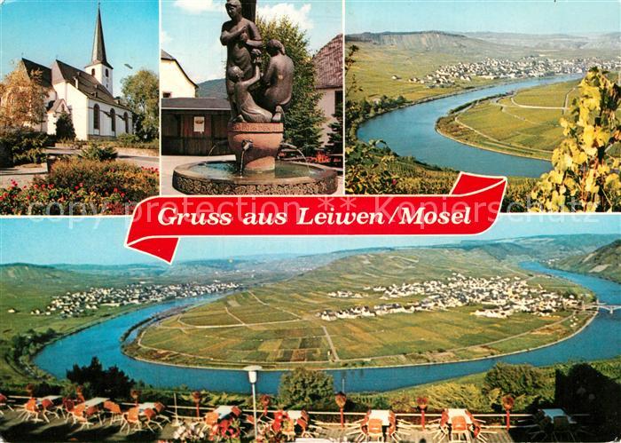 Leiwen Mosel Kirche Brunnen Moselschleife Fliegeraufnahme