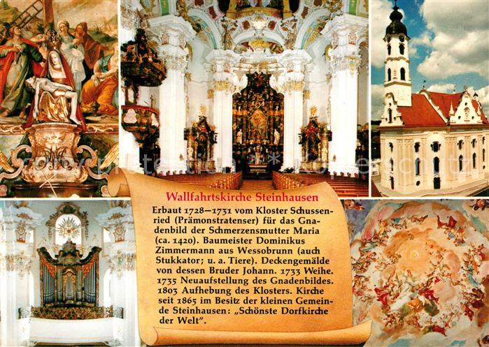 Bad Schussenried Wallfahrtskirche Steinhausen Inneres Orgel Deckengemaelde