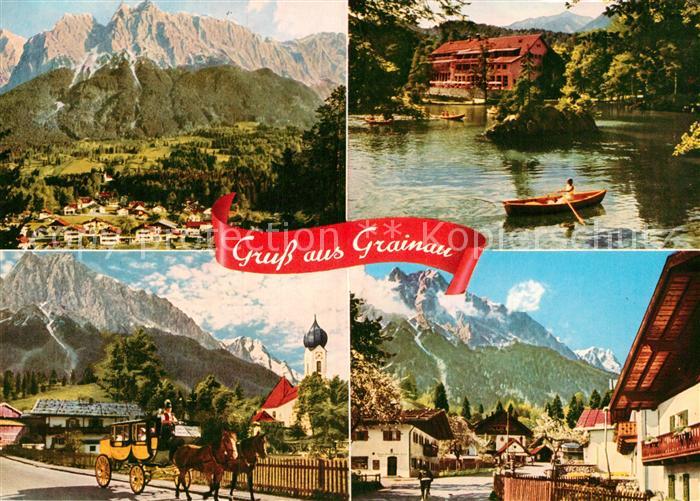 Grainau Panorama mit Kl und Gr Waxenstein Badersee Zugspitze Dorfstrasse