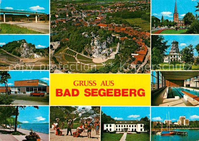 Bad Segeberg Fliegeraufnahme Bruecke Kirche Hallenbad Strand Promenade Bootssteg