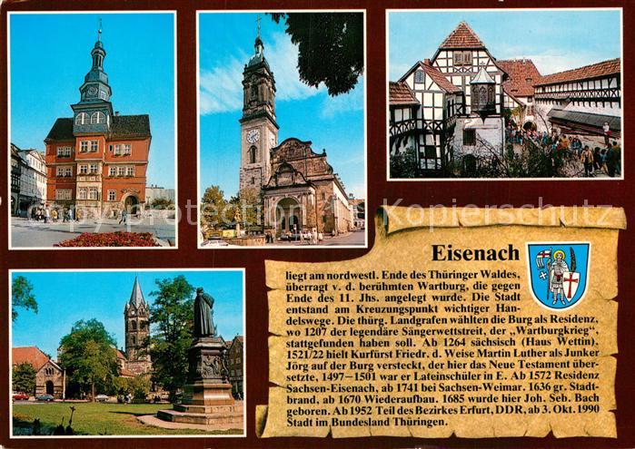 Eisenach Thueringen Rathaus St. Georgenkirche Wartburg Nikolaikirche Lutherdenkm