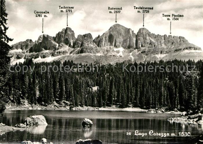 Karersee Suedtirol Coronelle Tschainer Rotwand Teufelswand Torre Paolina