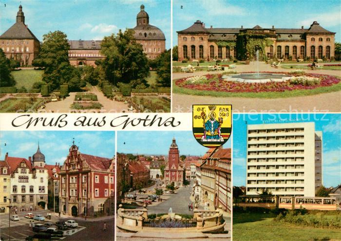 Gotha Thueringen Schloss Friedenstein Orangerie Rathaus Hochhaus am Leninplatz