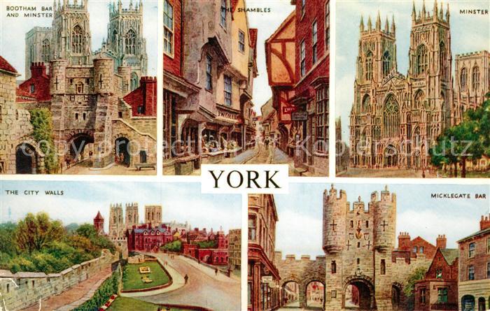 York UK Bootham Bar and Minster Shambles City Walls Micklegate Bar