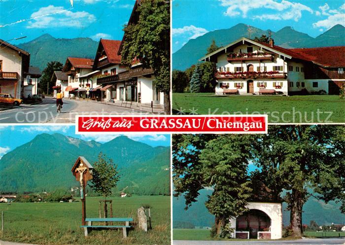 Grassau Chiemgau Dorfmotiv Gasthof Wegekreuz Kapellchen