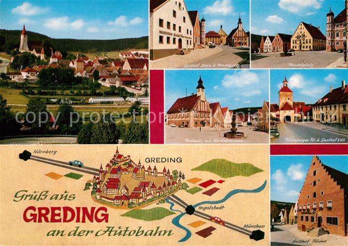 Greding Gasthof Krone Marktplatz Rathaus Marktbrunnen Nuernberger Tor Gasthof Kr