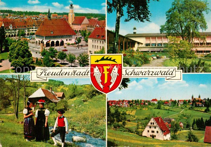 FREUDENSTADT BW Marktplatz Rathaus Schule Trachten Panorama
