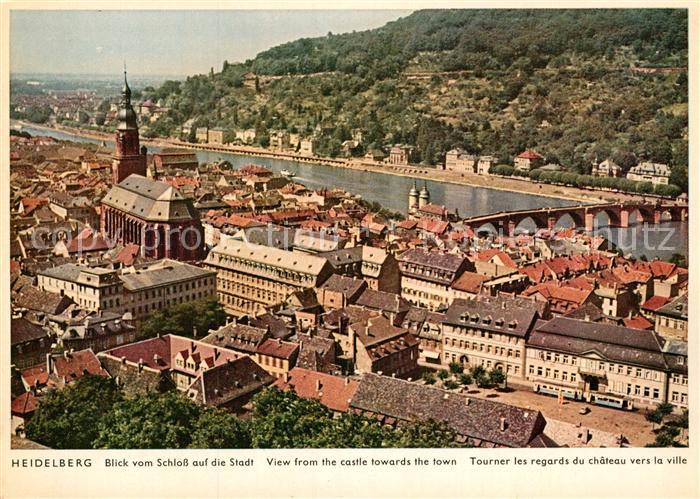 Heidelberg Neckar Blick vom Schloss auf die Stadt