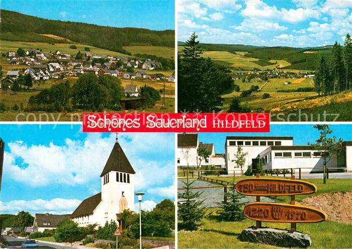 Hildfeld Panorama Kirche Hinweistafel