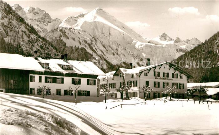 Birgsau Landhaus Alpengasthof Winterpanorama Allgaeuer Alpen