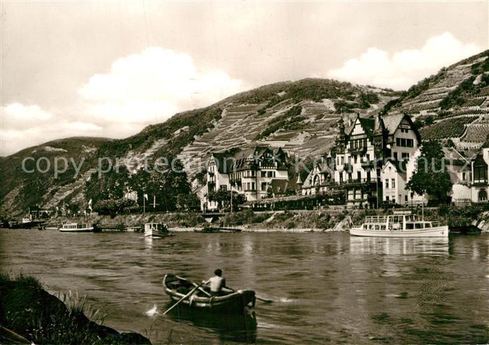 Assmannshausen Krone Historischer Gasthof Uferpartie am Rhein