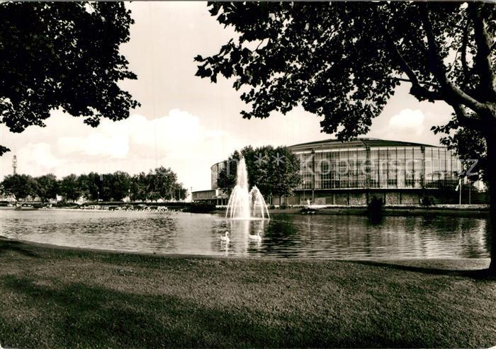 DORTMUND  CITY Westfalenhalle mit Fernsehturm Florian Schwanenteich Fontaene