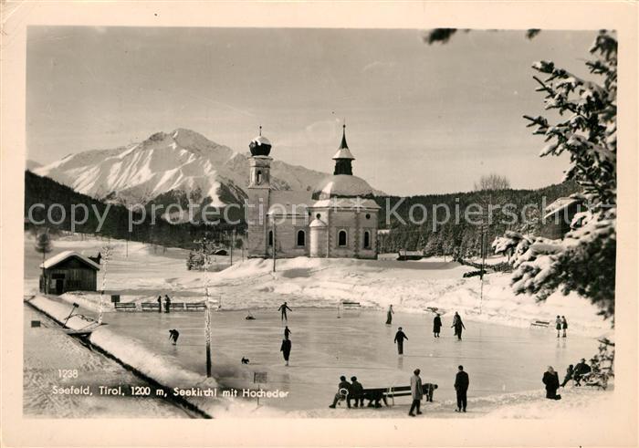 Seefeld Tirol Seekirchl mit Hocheder Eislaufbahn Wintersportplatz