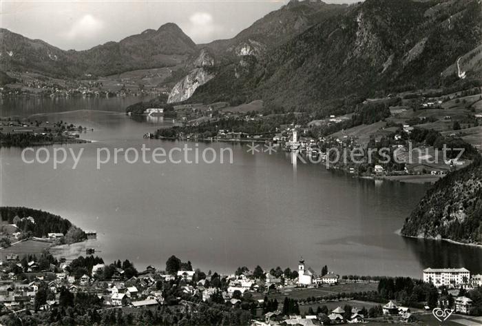 Wolfgangsee mit Strobl St Wolfgang und St Gilgen Fliegeraufnahme