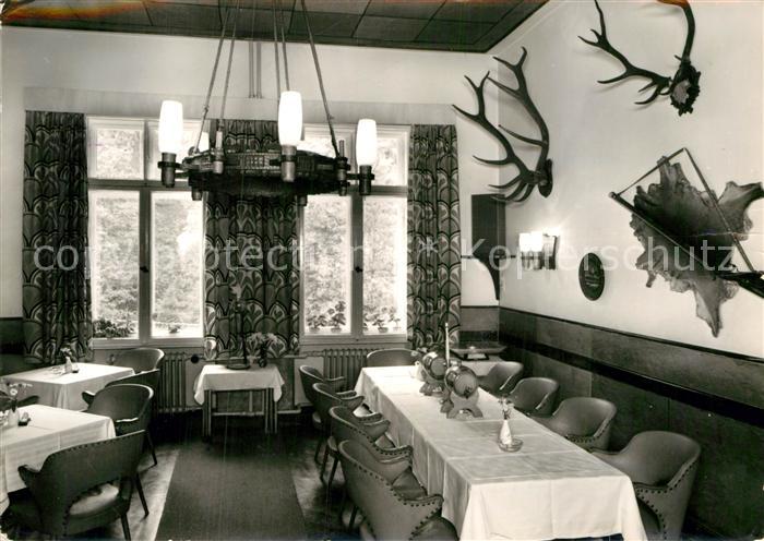 Bad Schandau Gaststaette Waldhaeusl Gastraum Jagdtrophaeen