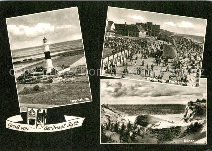Insel Sylt Leuchtturm Promenade Duenen Kupfertiefdruck
