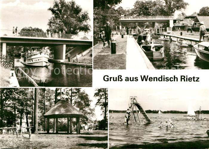 Wendisch Rietz Kanal Ausflugsdampfer Badestrand am Scharmuetzelsee