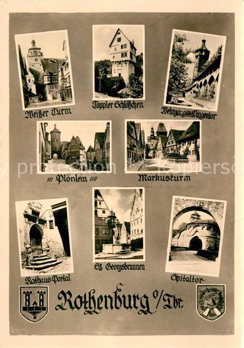 Rothenburg Tauber Weisser Turm Schloss Wehrgang Klingentor Ploenlein Turm Rathau