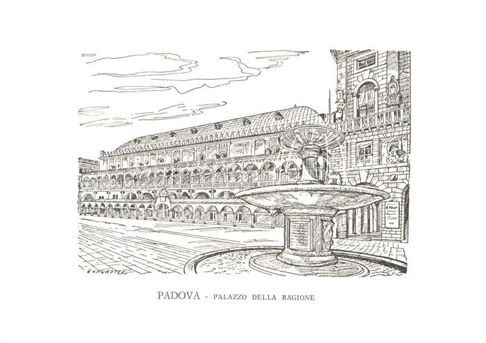 Padova Palazzo della Ragione Palast Zeichnung Kuenstlerkarte