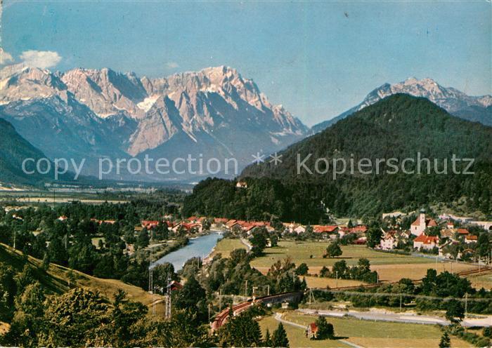 Loisachtal mit Zugspitzgruppe Wettersteingebirge Huber Postkarte Nr 8296