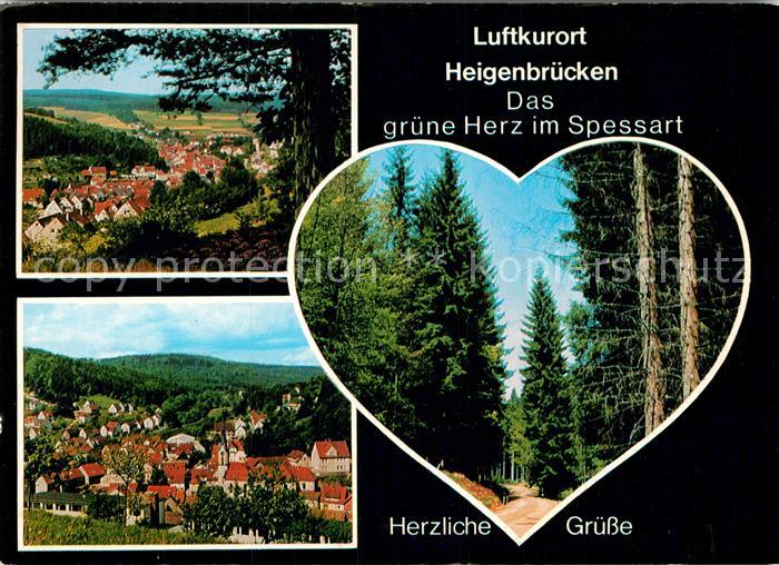Heigenbruecken Panorama Hoehenluftkurort Waldpartie Herz im Spessart