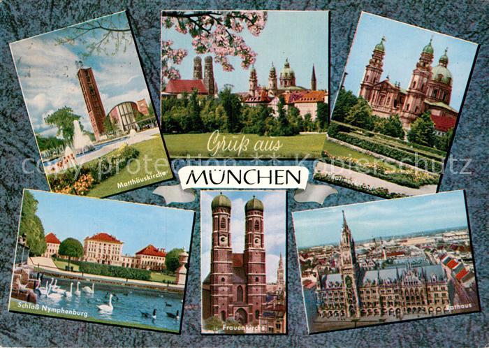 Muenchen Bayern Matthaeuskirche Frauenkirche Schloss Nymphenburg Rathaus