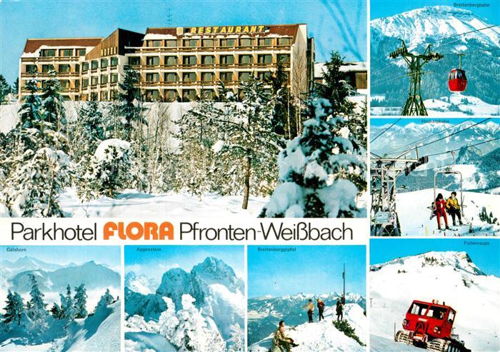 Weissbach Pfronten Parkhotel Flora Wintersportplatz Alpen Bergbahn Pistenraupe
