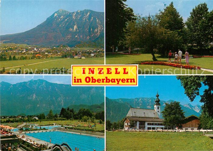 Inzell Gesamtansicht Luftkurort Bayerische Alpen Freibad Kurpark Kirche