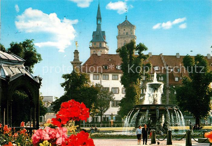 STUTTGART  CITY Schlossplatz mit Pavillon Brunnen